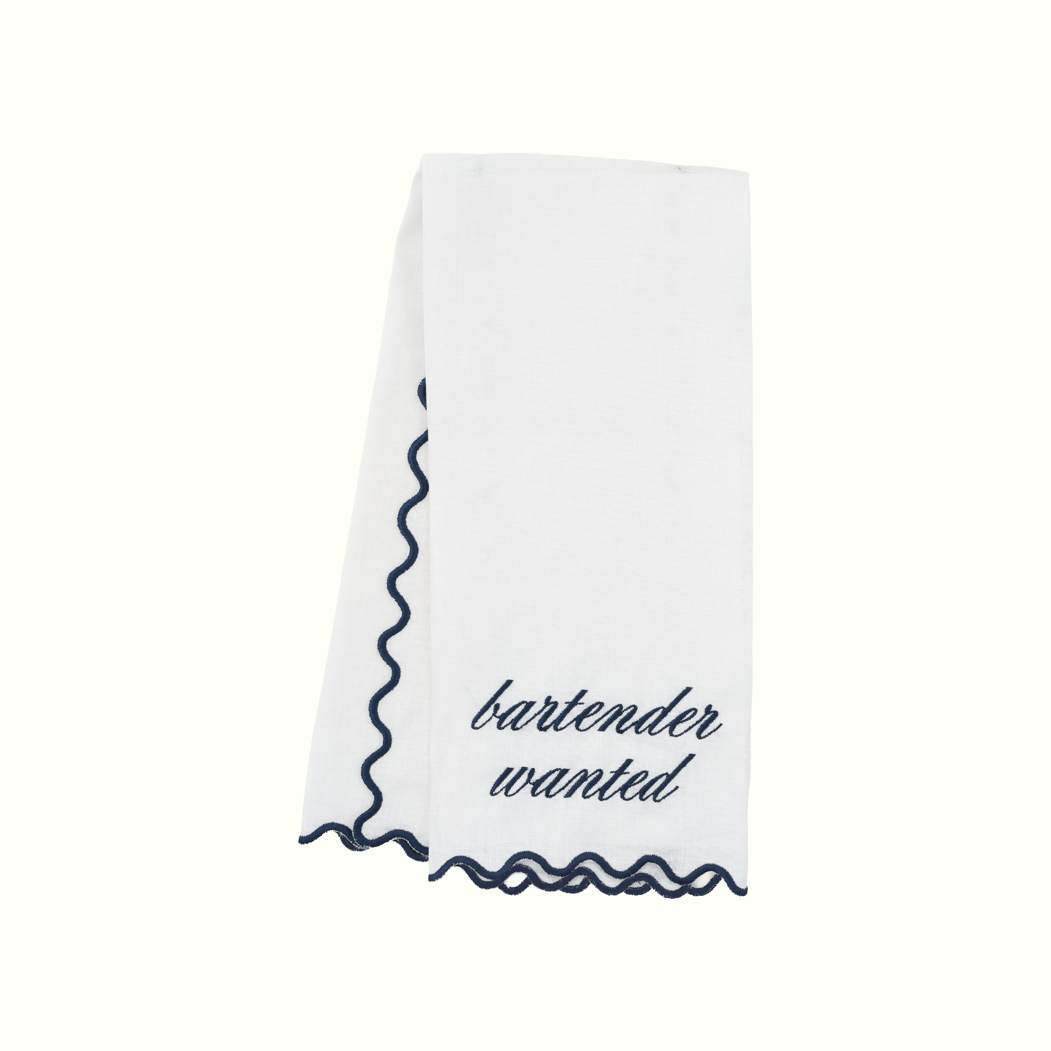 Scalloped Linen Bar Towel