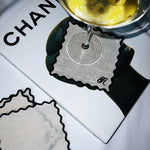 House of Gleason Cream and Black Square Personalized Cocktail Napkins