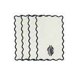 House of Gleason Rectangle Squiggle Cream and Black Cocktail Napkins